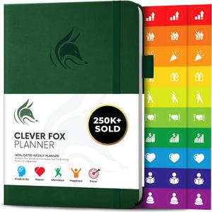 Clever Fox Planner  Undated Weekly & Monthly Planner for Productivity, Time Management & Goals  Organizer Journal  A5 (Dark Green)