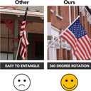 Yeesun Flag Pole,6FT American Flag Pole & Bracket-Flagpoles for 3 x 5 Flags Holder for House Porch & Outdoor,Tangle Free and Wall Mount Flag Pole Kit (Without Flag, White)