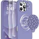Magnetic for iPhone 16 Pro Case, Compatible with Magsafe, Suction Cup Phone Mount, 2 Screen Protectors - Camera Protector, Silicone Shockproof Protective Phone Cover 6.3", Lavender