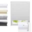 Tonature No Drill Cellular Shades for Indoor Windows, Thermal Insulating & Noise Reducing Honeycomb Blinds, Free Stop Cordless Blackout Shades, White, 28 1/2" W x 64" H