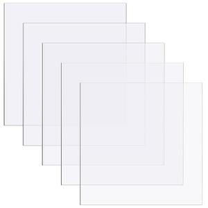 Zonon 5 Pcs Clear Polycarbonate Sheets 12 x 12 x 0.125 Inch Thin Plastic Sheet Resistant Plastic Panel Polycarbonate Board with Protective Paper for DIY Document Picture Frames Easy to Cut Bend Mold