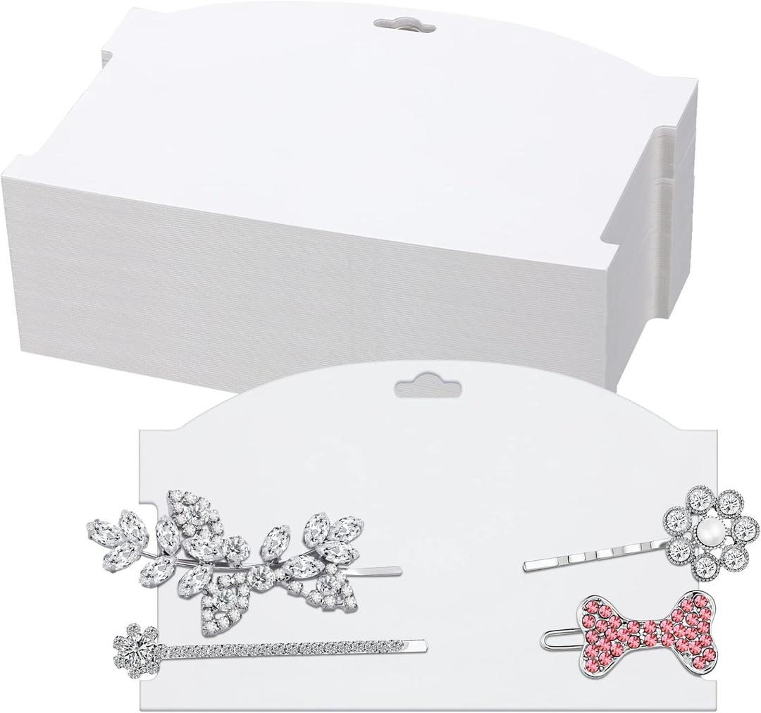 Geyee 50 Pieces Hair Clip Headband Display Cards 7.8 x 4.8 Inches Hair Bow Claw Clip Holder Cardboard for Women and Girls Barrettes Jewelry Gifts Display Accessory for Selling Storage and Organizing