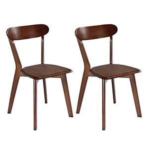 DELAVIN Soild Wood Dining Chairs Set of 2, Oak Wood Kitchen Chairs, Mid Century Modern Dining Room Chairs, Stackable Dining Chairs, Walnut