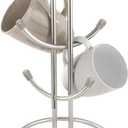 FitWell Mugs Holder, Mug Tree, Coffee Mug Holder, Coffee Mug Tree, Mug Organizer for Cabinet, Mug Holder Stand, Coffee & Tea Cup Storage Rack (Satin Nickel, 6 Mugs (15"H))