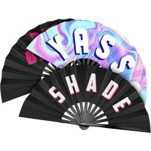 Amyhill 3 Pcs Large Bamboo Hand Fan Rave, Folding, Foldable, Iconic, Shade, Bye, Handheld Chinese Fan for Women Men Festivals Parades Burlesque Party Performance Dance, 26 Inch(Vivid)