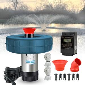 Pond Fountain Aerator 750W, 1HP 15000 GPH Floating Aerating Pump with Stainless Steel Body, 100ft Power Cord & Multifunctional Timer for Large Ponds & Lakes200FT raction RopeNO RGB