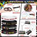 Kenning 300 Pcs Hispanic Heritage Month Giveaways Acrylic Keychains, Silicone Bracelets, Button Pins Gift Bulk for Women, Men, and Cultural Celebrations