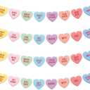 Valentine's Day Mean Conversation Heart Hanging Banners - 4 Spicy Colorful Candy Heart Hanging Party Decoration Supplies, Funny Valentine’s Day Garland Banners for Home Decor Photo Booth Props