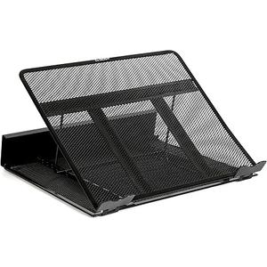 Metal Mesh Ventilated Adjustable Laptop Stands Computer Notebook Holder Stand Riser Compatible with Apple MacBook Air Pro Dell XPS HP Samsung Lenovo More Laptops up to 19"- Black