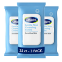 Cetaphil Face and Body Wipes, Gentle Skin Cleansing Cloths, 25 Count (Pack of 3), for Dry, Sensitive Skin, Flip Top Closure, Great for the Gym, Travel, in the Car, Hypoallergenic, Fragrance Free