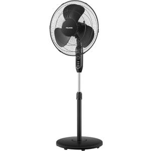 PELONIS 16'' Pedestal Fan for Bedoom, Remote, Standing Fan with 7-Hour Timer, 90 Oscillation, 3-Speeds, Adjustable Height, Electric Cooling Fans for Living Room and Office