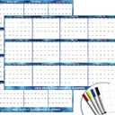 24" x 36" 2026 Wall Calendar Dry Erase - Large Starry Sky Calendar Wet & Dry Erasable Laminated 12 Month Annual Yearly Planner, Reversible, Horizontal/Vertical, with Major Holidays Julian Dates, 2 Pack