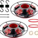 2 Pack Hummingbird Feeder Base Replacement Part Accessories Set - Includes 2 Pcs Bottom Base, Moat Hooks, Seal Rings, Brushes and Hanging Ropes (2, Black)