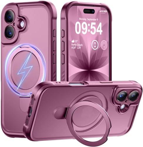 MOCCA Design for iPhone 17 Case, Compatible with Magsafe [Premium Invisible Magnetic Ring Stand] [Military Drop Protection] Full Camera Guard Translucent Matte Slim Phone Cover 6.3",Wine Red