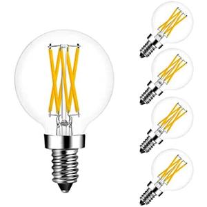 Greeogin 6W G16.5 LED Light Bulb Dimmable,E12 Candelabra LED Light Bulbs 60 Watt Equivalen 600lm,Warm White 3000K E12 G50 Globe Bulb for Chandelier,Ceiling Fan and Vanity 5 Pack