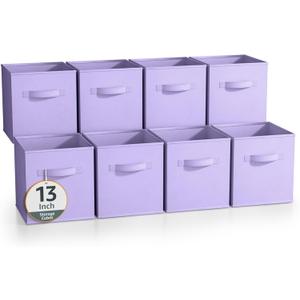 Sorbus 13 Inch Storage Bins - Sturdy Collapsible Fabric Storage Cubes with Handle - 8 Foldable Baskets for Organizing Clothes, Toys, Books - Storage Baskets for Shelves, Closets