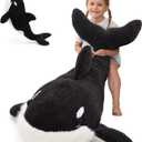 MorisMos Giant Orca Stuffed Animal,47" Plush Orca Whale Toy for Kid/Adult,4ft Realistic Large Killer Whale Stuffed Animal Decor,Big Blackfish Ocean/Sea Animal Gift for Marine Creature Lover,Passed CPC