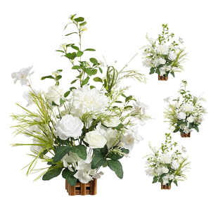 Ling's moment Free-Standing Wedding Aisle Runner Flowers Lily of The Valley | 17.5" Tall 4pcs Artificial Flowers Arrangement Chair Decoration for Centerpieces Ceremony Reception Rose Floral Party Indoor