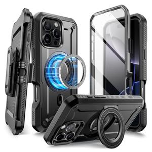 SUPCASE for iPhone 16 Pro Max Case with Stand (UBPro Mag), [Support MagSafe] [Built-in Screen Protector & Belt Clip] [Military-Grade Protection] Magnetic Phone Case for iPhone 16 Pro Max 6.9'', Black