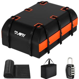 APTY 23 Cubic Feet Car Rooftop Cargo Bag Carrier, Soft Roof Top Luggage Bag for All Vechicles with/Without Rack - with Waterproof Zip, Anti-Slip Mat, Luggage Lock, Storage Bag, Door Hooks