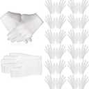 144pcs White Cotton Gloves for Dry Hands Sleeping, Breathable, Moisturizing Gloves White Cotton Glove Women for Dry Hand Moisturizing Cosmetic Eczema Hand Spa and Jewelry Inspection Serving-L