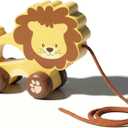 Baby Toys Car,Wooden Pull Along Toddler Toy, Developmental Toy for 1 Year Old Girl Boy Birthday Gift (Lion)