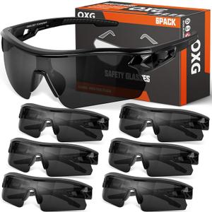 OXG 6 Pack Safety Glasses for Men Women, ANSI Z87.1 Work Glasses Anti Scratch Protective Eyewear with UV400 Protection (Grey) OXG 6 Pack Safety Glasses for Men Women, ANSI Z87.1 Work Glasses Anti Scratch Protective Eyewear with UV400 Protection (Grey)