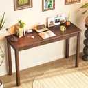 100% Solid Wooden Desk with Drawers - 47 x 16 Inch Mid Century Narrow Desk, Vintage Writing Desks with Drawers, Simple Work Study Table, Small Desks for Small Spaces, Walnut Color, 47.2 in W x 15.7 in D