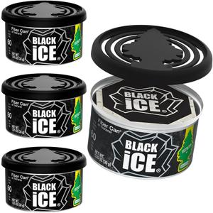 LITTLE TREES Car Air Freshener | Fiber Can Provides Long Lasting Scent for Auto or Home | Recycled Fiber | Black Ice, 4 Air Fresheners (4 Count (Pack of 1))