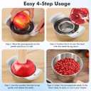 NUOBESTY 304 Stainless Steel Pomegranate Deseeder Tool with Wooden Hammer, Metal Fruit Seed Remover Peeler Set with Bowl, Kitchen Cutter Gadget for Quick Arils Extraction & Separator