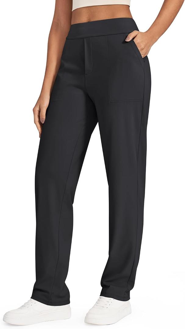 G4Free ShiftReady Yoga Pants Women High Waist Dress Work Pants with Pockets Straight Leg Business Casual Trousers 28"/30"/32"