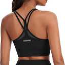 Sports Bra for Women, Tank Wide Straps Square Neck Criss-Cross Bra with Removable Cups for Yoga Gym Athletic Running, Small