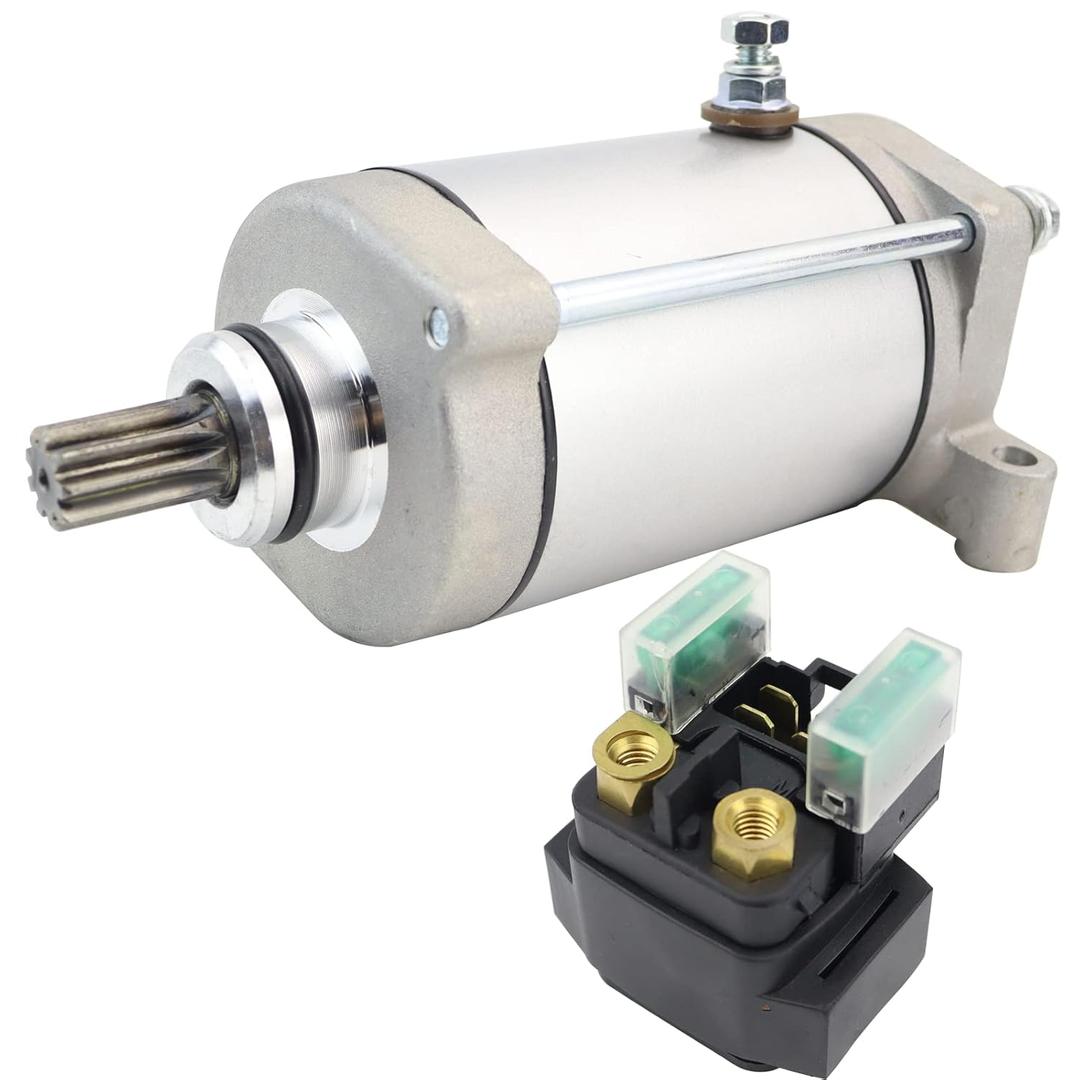 Starter Motor & Relay Replacement for Yamaha Grizzly 400 450 660 2002-2010, Kodiak 400 450 2000-2006, Wolverine 450 2006-2010, Rhino 450 660 2004-2006 4WV-81890-00-00, 5KM-81890-00-00