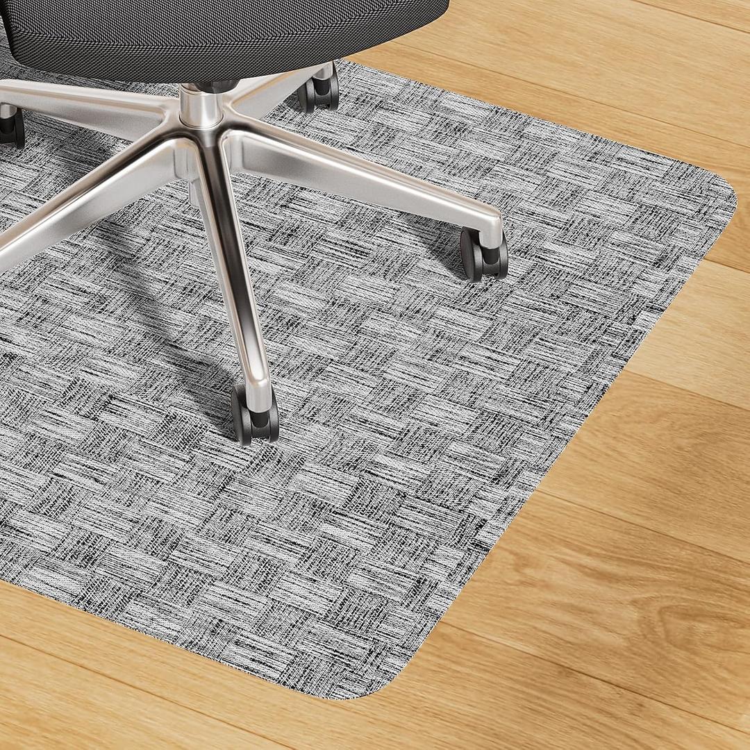 Yecaye Office Chair Mat for Hardwood Floor,35" x 47" Under Computer Desk Floor Protects for Rolling Chair,Non Slip PVC Woven Gaming Chair Mat,Not for Carpet (Lightgrey, 35" x 47")