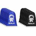 Kingdder Ninja Party Favor Bags Warrior Treat Goodie Candy Reusable Cloth Samurai Goodie Drawstring Bags Ninja Birthday Party Decorations Favors Supplies (6Pack) 2 Blue, 4 Black