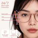 miyya Blue Light Blocking Glasses Women, Fashion Round Transparent Anti Blue Light Glasses with Anti Eyestrain & UV Glare