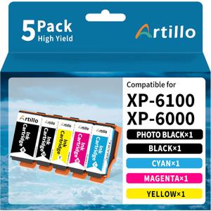 Remanufactured Ink Cartridge Replacement for Epson 302 XL 302XL T302XL Ink Cartridges Multipack for Expression Premium XP-6100 XP6100 XP6000 XP-6000 Printer (PBK/BK/C/M/Y, 5 Pack)