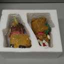 2 Pack Christmas Highland Cow Decor Resin Highland Cow Figurine Christmas Cows Gnomes with Santa's Hat Scarf Resin Statue for Garden Table Shelf Home Decor Calf Gnome Herd Gifts