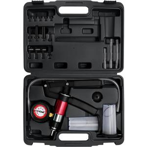 YSTOOL Hand Held Vacuum and Pressure Pump Brake Clutch Fluid Bleeder Tool Kit Oil Change Power Steering Fluid Bleeding Set with Pressure Gauge Jar Adapters for Auto Car Truck Motorcycle Use Black Case