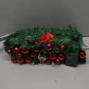 9Ft Pre-lit Christmas Garland with LED Lights Battery Operated, Holiday Decoration Stairs Wall Mantle Door Indoor Outdoor, Decorated with Red Flower, Balls, Berries, Snowy Pine, Christmas Collection