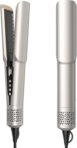 Hair Straightener - 2 in 1 Wet to Dry Hair Dryer and Straightener with High-Speed Airflow + Rapid Heat-Up + Customizable Temperature + LCD Display & Auto Shut-Off + No Heat Damage (Pure Gold)