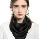 MEANBEAUTY Head Scarf for Women Like Silk Scarf Square Scarves Satin Bandanas Neck Scarfs 27.5 Inch with Gift Packed (Black)
