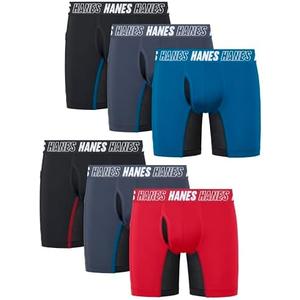 Hanes boys Moves Underwear, Anti-chafe Boxer Briefs for Boys, 6-pack ,L