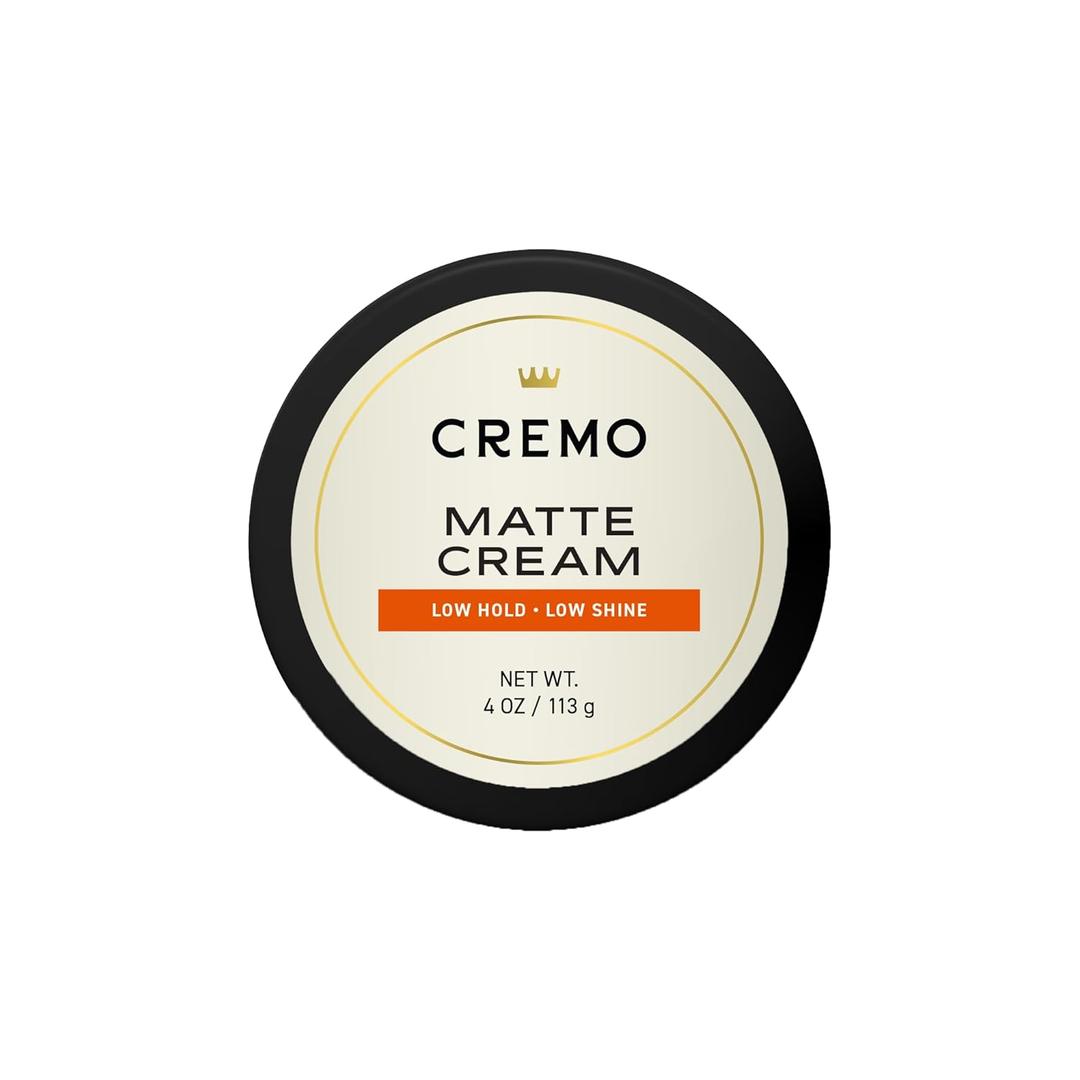 Cremo Hair Styling Matte Cream, Premium Barber Grade, Light Hold, Low Shine, Hair Cream and Hair Products For Men, 4 Oz