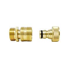 SHOWNEW Garden Hose Quick Connectors, Solid Brass 3/4 inch GHT Thread Easy Connect Fittings No-Leak Water Hose Male Female Value Pack (4)