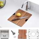KINGO HOME 15x15 Inch Stainless Steel Small Undermount Bar Sink, Prep Sink Workstation Drop In RV Sinks 16 Gauge Ledge Kitchen Single Bowl Wet Bar with Accessories
