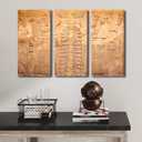 TUMOVO Ancient Sumerian Stone Carving with Cuneiform Scripting Picture for Bedroom Sumerian Wall Art 3 Panels Sumerian Culture Wall Decorations for Living Room Framed Ready to Hang (20x40 inch x3)