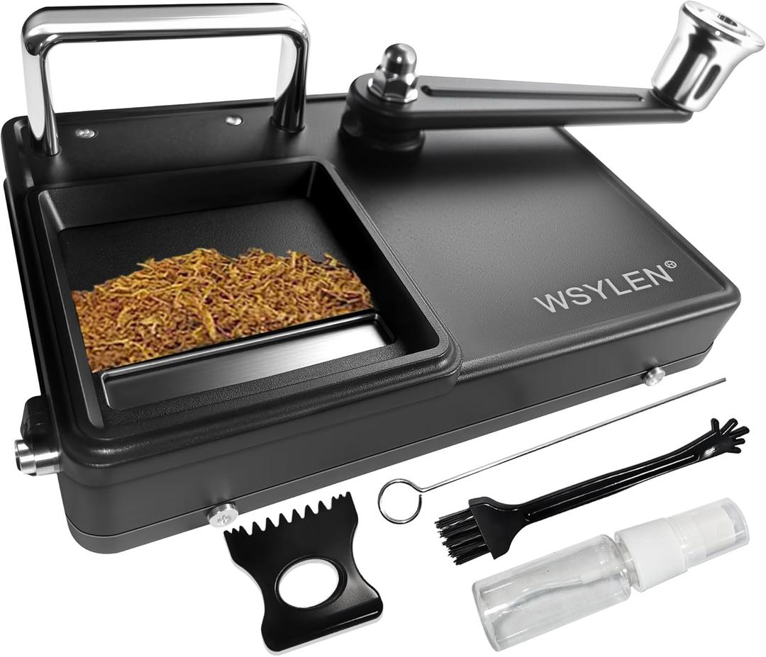 Cigarette Rolling Machine, with Storage Groove, Manual Dual-Track Upgrade Cigarette Machines, Suitable for 8.0 MM Diameter Size Cigarettes (80-100MM Lengths),Black (8.15 x 5.55 x 2.55 in)