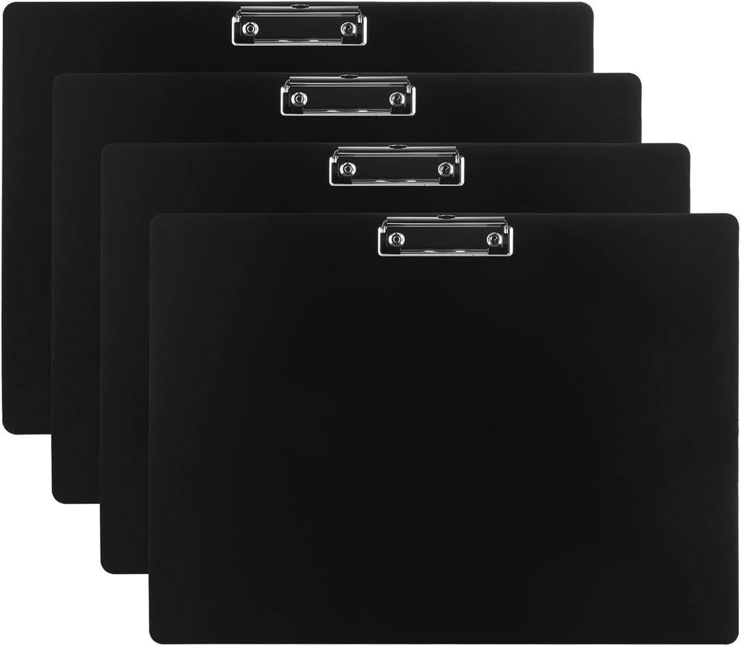 11x17 Large Clipboards Horizontal Drawing Clipboard with Storage - 4 Pack Extra Large Tabloid Plastic Clip Board - Black Clipboard Landscape Orientation for Office Supplies, Art Display