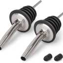 2PCS Stainless Steel Pourers, Speed Liquor Bottle Pourer, Olive Oil and Vinegar Tapered Stopper Spout, Suitable for About 3/4" Bottle Mouth, Olive Oil Spout with Sealed Dust Caps